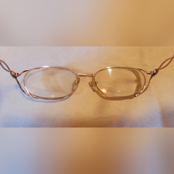 VINTAGE SALVATORE FERRAGAMO GOLDEN METAL EYEGLASSES FRAMES PINK DIAMOND W/ Case - Picture 9 of 16